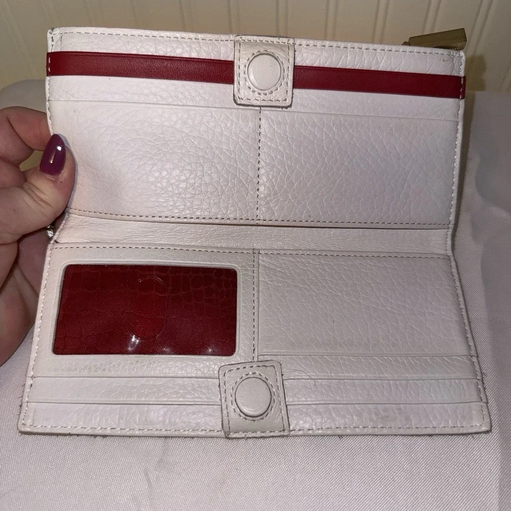 Hammitt 110 North Soft Leather Bifold Long Wallet White Crackle Gold Hardware - Picture 4 of 14